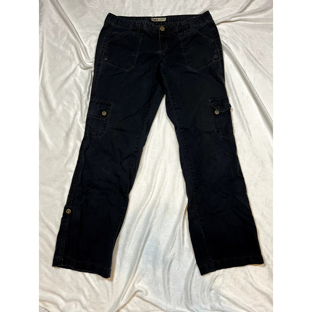 VTG LEI Pants Womens 11 Black Ankle Cargo Steampunk Military Y2K